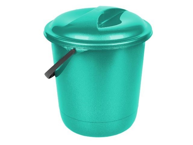 Ведро 12 л Disco с крышкой аквамарин